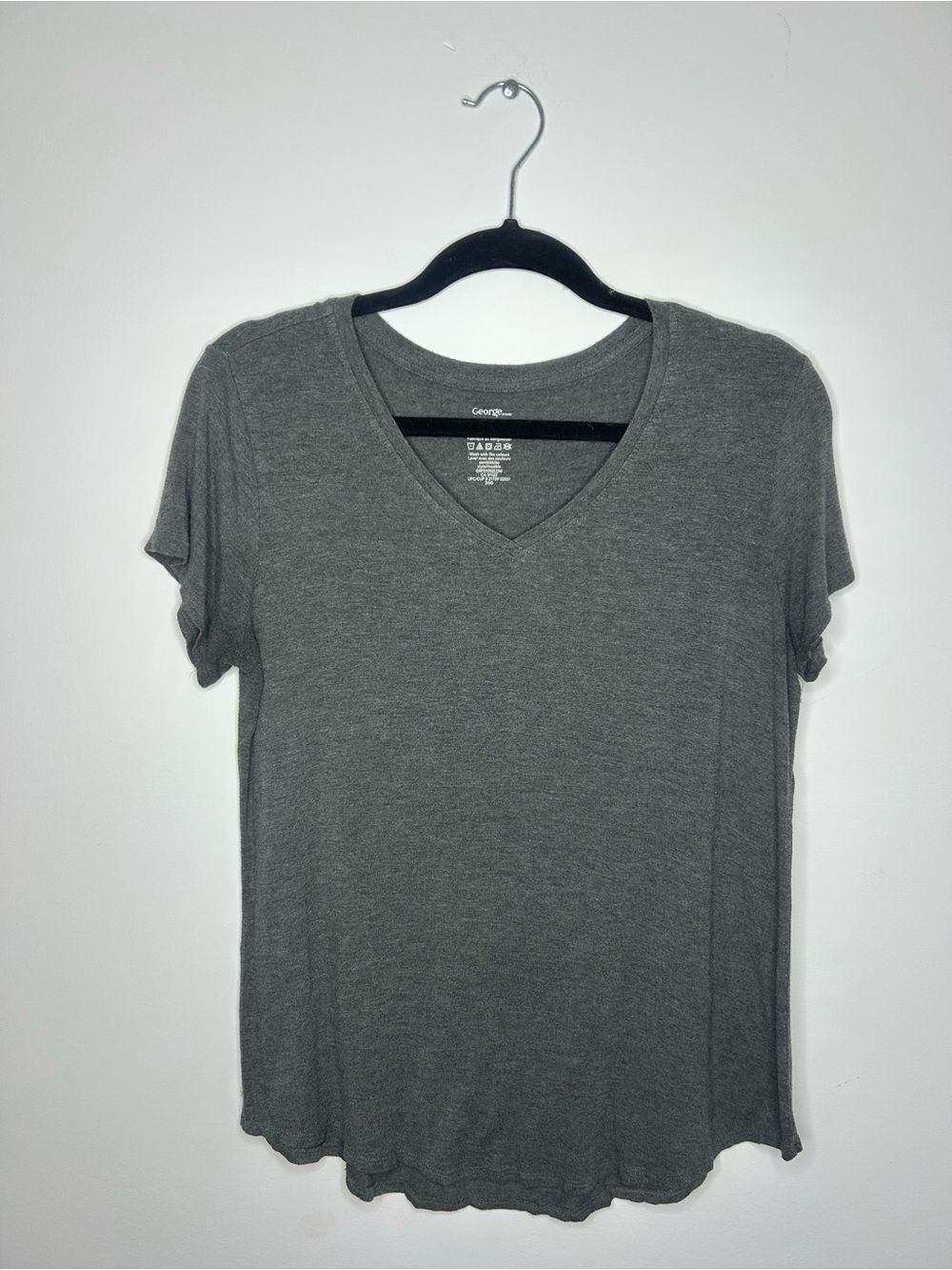 George Melange Drapey V-Neckline Tee Grey Size Medium